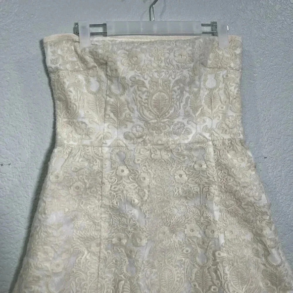 Sea Ny Jacquard Strapless Cocktail Dress Size 8 Formal Event Bridal Event Ivory - Picture 2 of 9